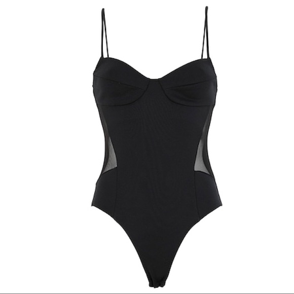 NEW TOPSHOP BLACK PONTE MESH BODYSUIT - Picture 8 of 10